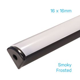 Aluminium Strip Light Channel - Corner Rounded Black 1.5m