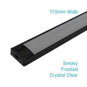 Aluminium Strip Light Channel - Slim Black 1.5m