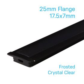 Aluminium Strip Light Channel - Slim w/Flange Black 1.5m