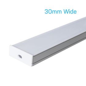 Strip Light Channel - Extra Wide 30x10mm 1m with Frosted Diffuser (Set) 01