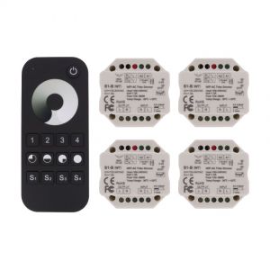WIFI & RF AC Triac Dimmer Puck - 4 Pack with 4 Zone Remote 1