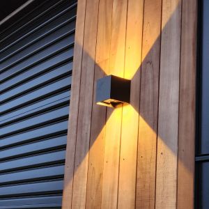 Wall Light 7W Up-Down Adjustable 230V IP65 Black - Warm White