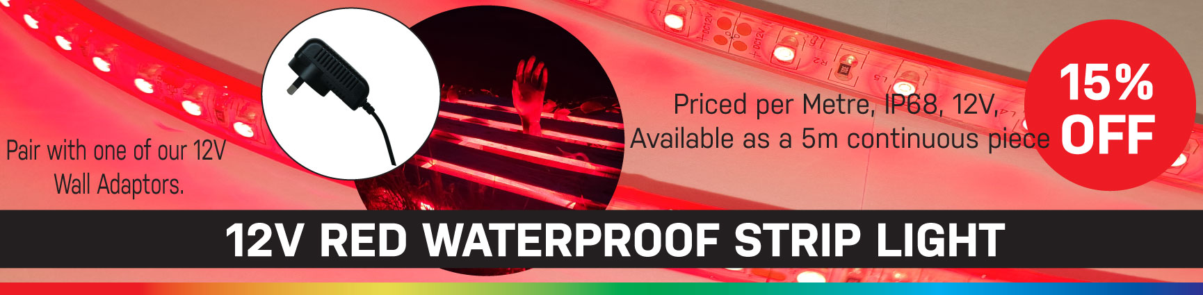 15% off Red Waterproof Strip